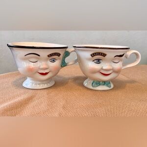 Vintage Bailey's Irish Cream Set of HIS & HERS YUM Cups Winking Face 1996
